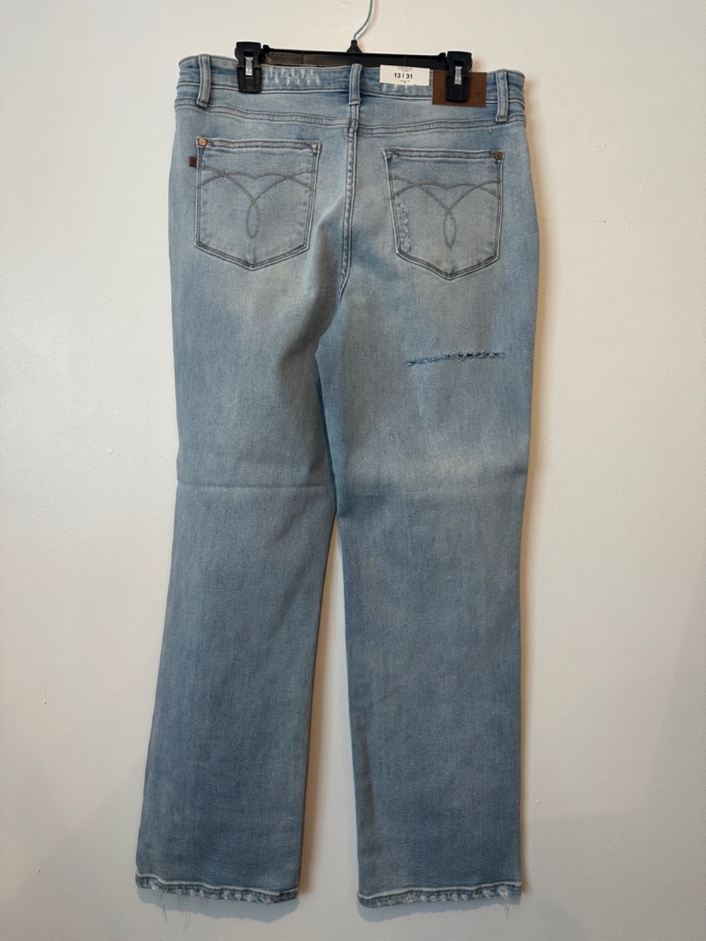 Judy Blue Light Blue Straight Leg Jeans with Knee Distress - Picture 6 of 10